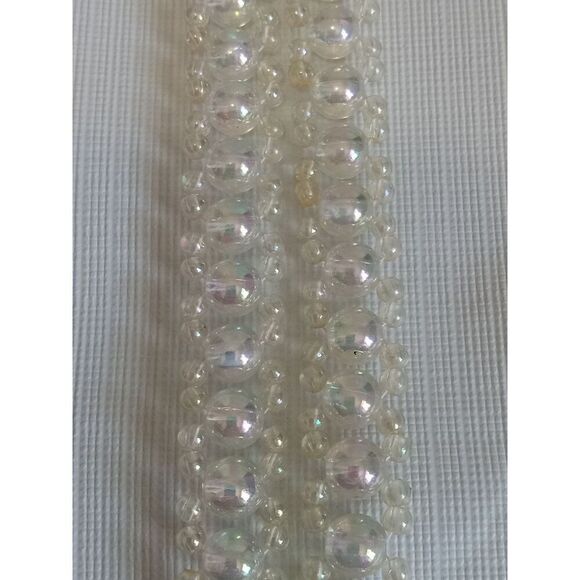 Iridescent Clear Acrylic Beaded Lightweight Tassel Pendant Statement Necklace - Picture 9 of 9